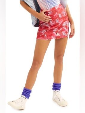 Free People Modern Femme Mini Skirt in Flamingo Flame